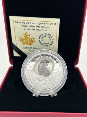 [AUCTION ONLY] 2018 1oz $20 FROZEN IN ICE: SCIMITAR SABRETOOTH CAT FINE SILVER COIN