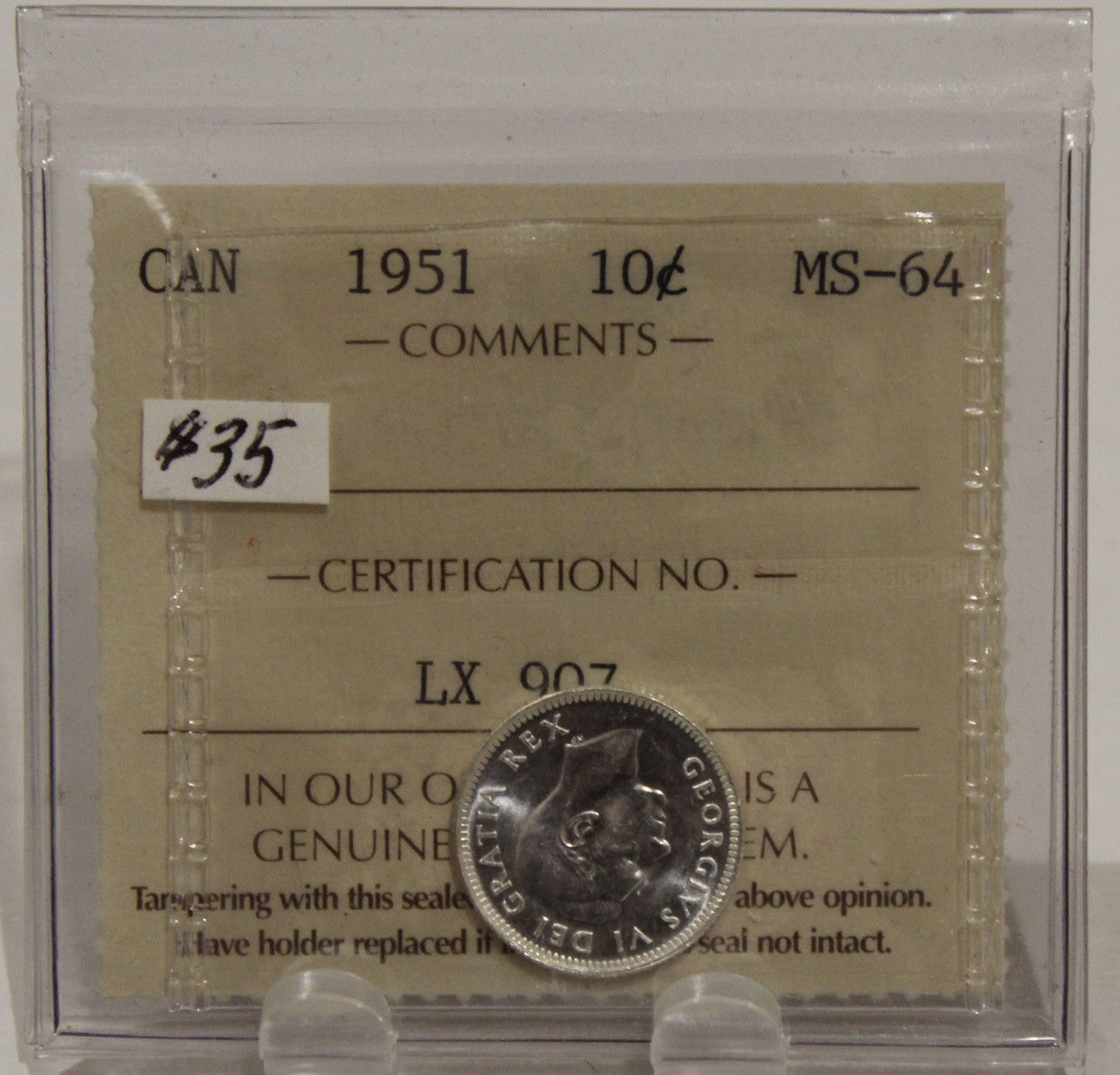 1951 CIRCULATION 10-CENT COIN - MS64