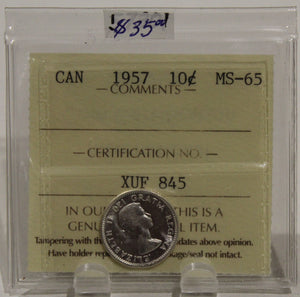 1957 CIRCULATION 10-CENT COIN - MS65