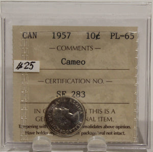1957 CIRCULATION 10-CENT COIN - CAMEO - PL65