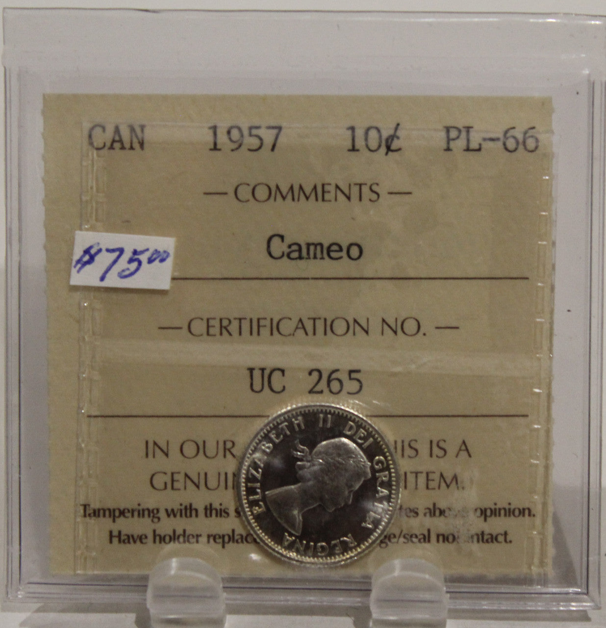 1957 CIRCULATION 10-CENT COIN - CAMEO - PL66