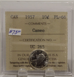 1957 CIRCULATION 10-CENT COIN - CAMEO - PL66