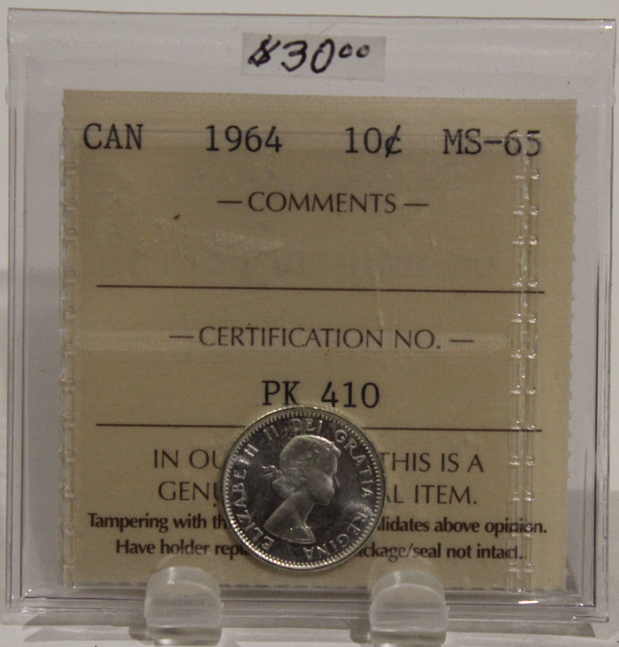 1964 CIRCULATION 10-CENT COIN - MS65