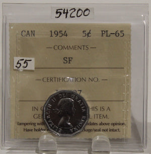 1954 CIRCULATION 5-CENT COIN - SF - PL65