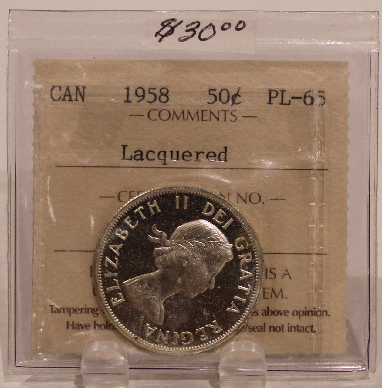 1958 CIRCULATION 50-CENT COIN - LACQUERED -PL65