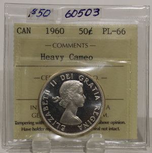 1960 CIRCULATION 50-CENT COIN - HEAVY CAMEO - PL66