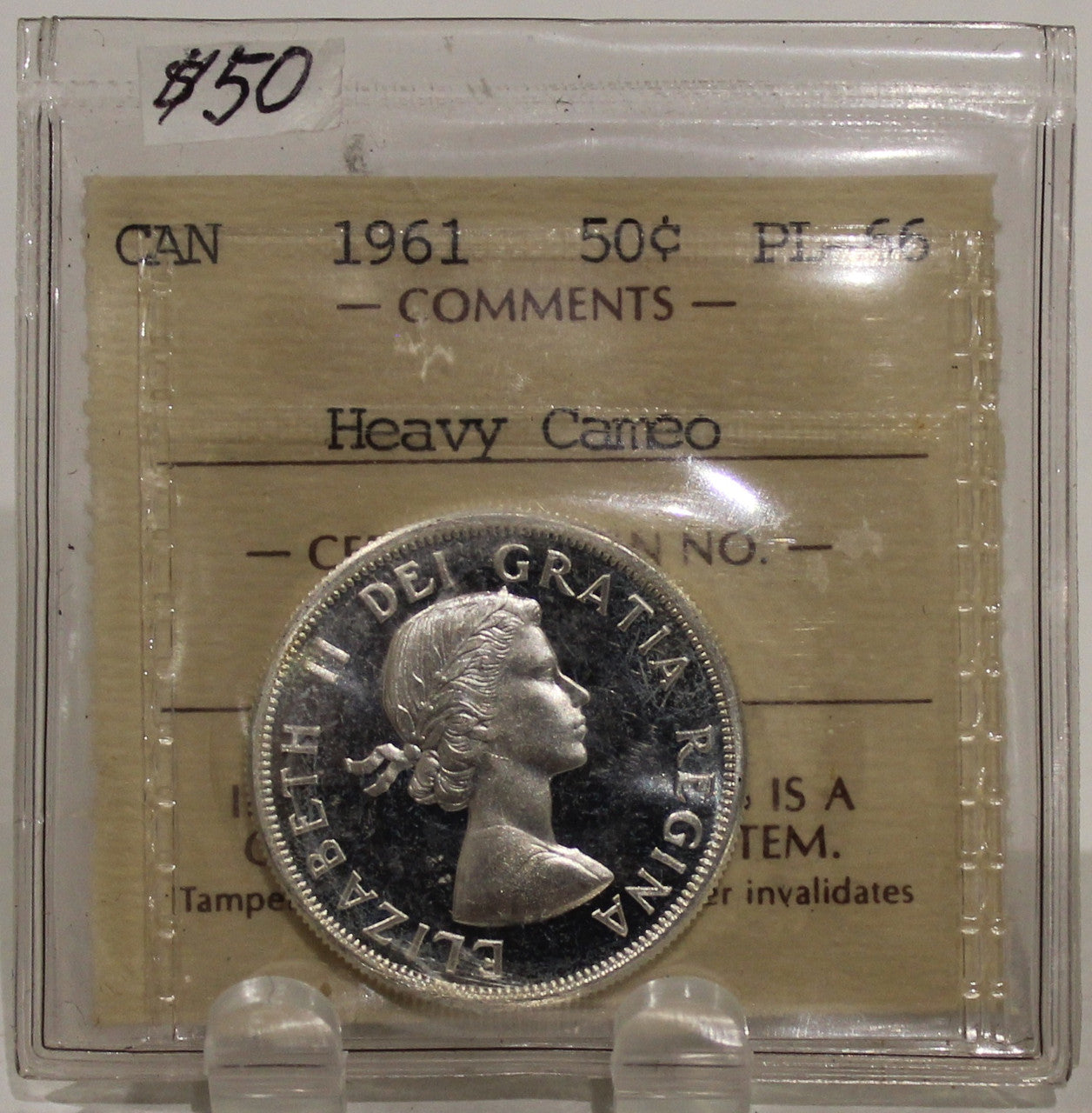 1961 CIRCULATION 50-CENT COIN - HEAVY CAMEO - PL-66