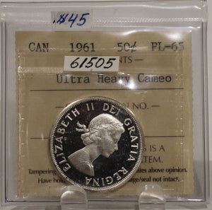 1961 CIRCULATION 50-CENT COIN - ULTRA HEAVY CAMEO - PL 65