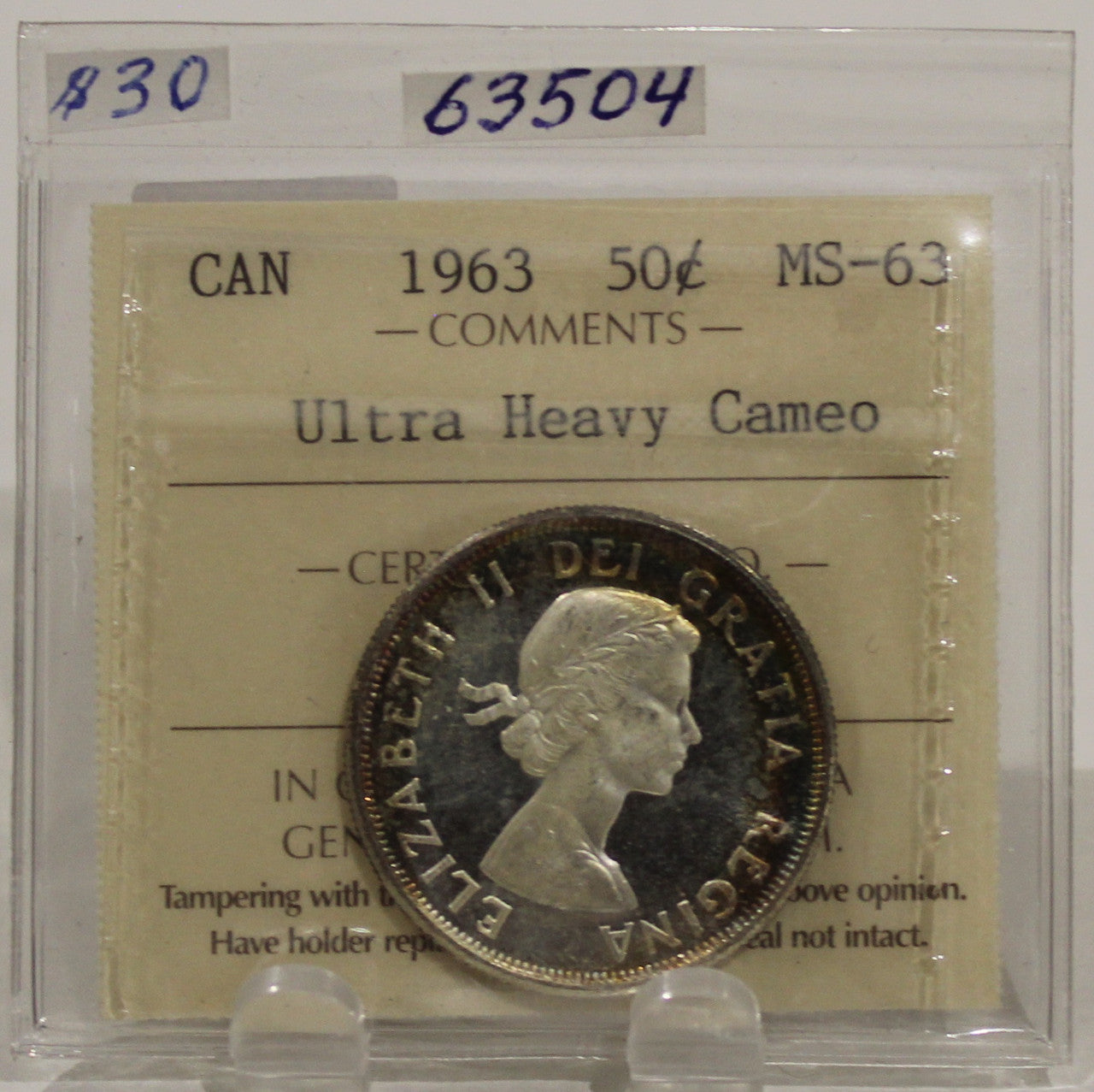 1963 CIRCULATION 50-CENT COIN - ULTRA HEAVY CAMEO - MS63