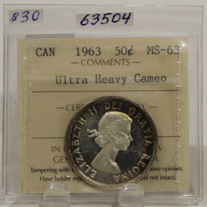 1963 CIRCULATION 50-CENT COIN - ULTRA HEAVY CAMEO - MS63