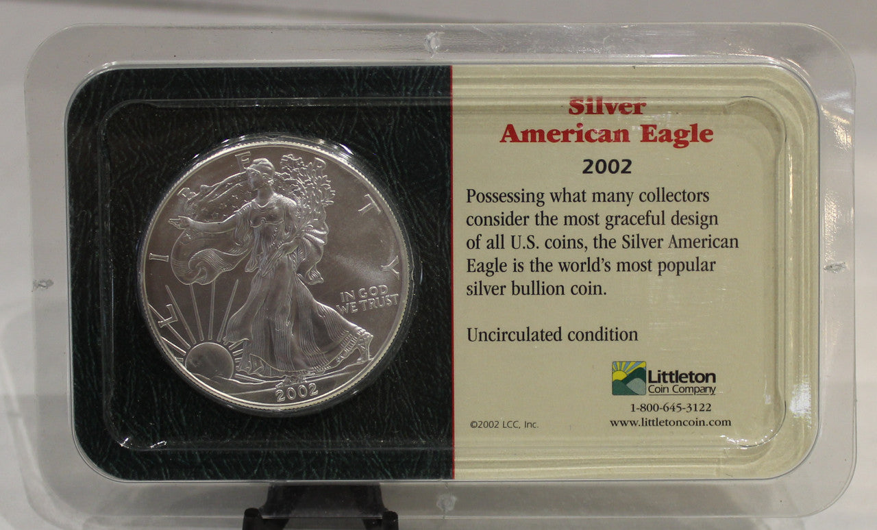 E-TRANSFER ONLY - 2002 US EAGLE 1oz. SILVER COIN WITH INFO PACKAGE