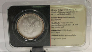 E-TRANSFER ONLY - 2002 US EAGLE 1oz. SILVER COIN WITH INFO PACKAGE