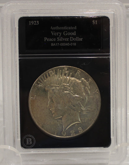 1923 S PEACE SILVER DOLLAR  - VG