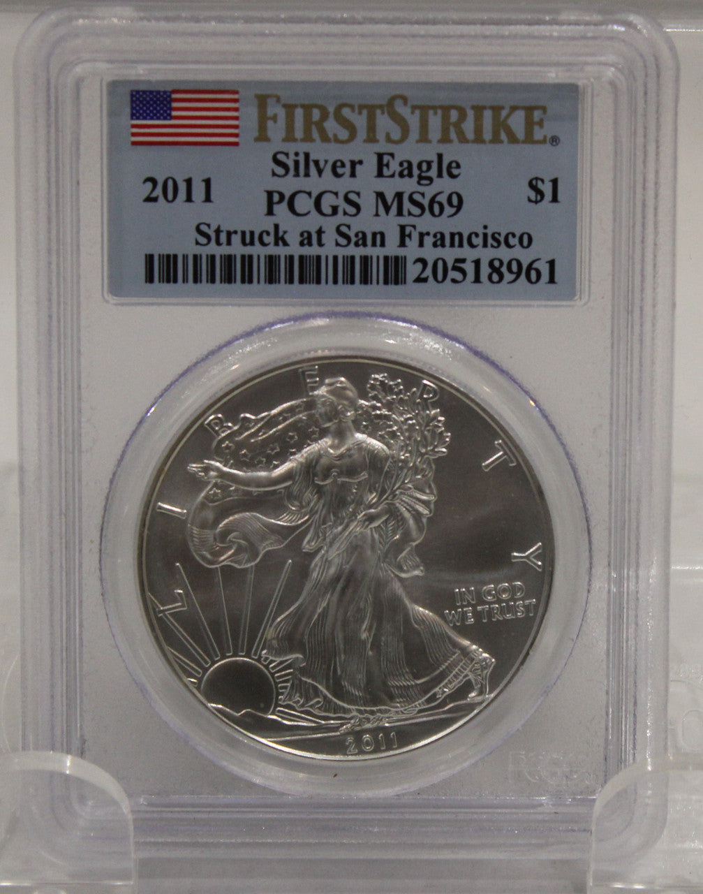 E-TRANSFER ONLY - 2011 1oz. SILVER EAGLE - PCGS MS-69 - FIRST STRIKE SAN FRANCISCO MINT