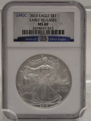 E-TRANSFER ONLY - 2010 1oz. SILVER EAGLE - NGC MS-69 - EARLY RELEASES