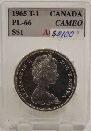 1965 TYPE 1 CIRCULATION $1 COIN - CAMEO - PL66