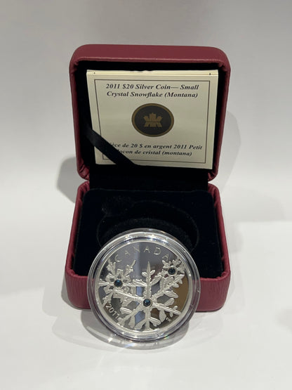[AUCTION ONLY] 2011 1oz $20 - SMALL CRYSTAL SNOWFLAKE - MONTANA - FINE SILVER COIN