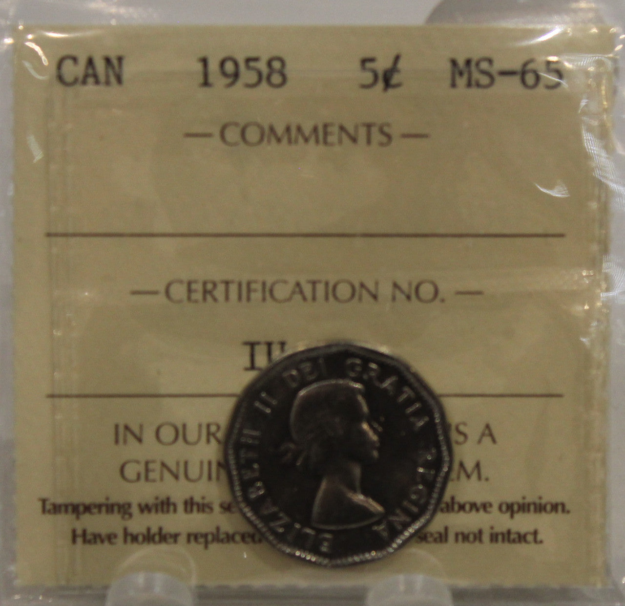 1958 CIRCULATION 5-CENT COIN  MS-65