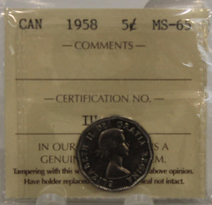 1958 CIRCULATION 5-CENT COIN  MS-65