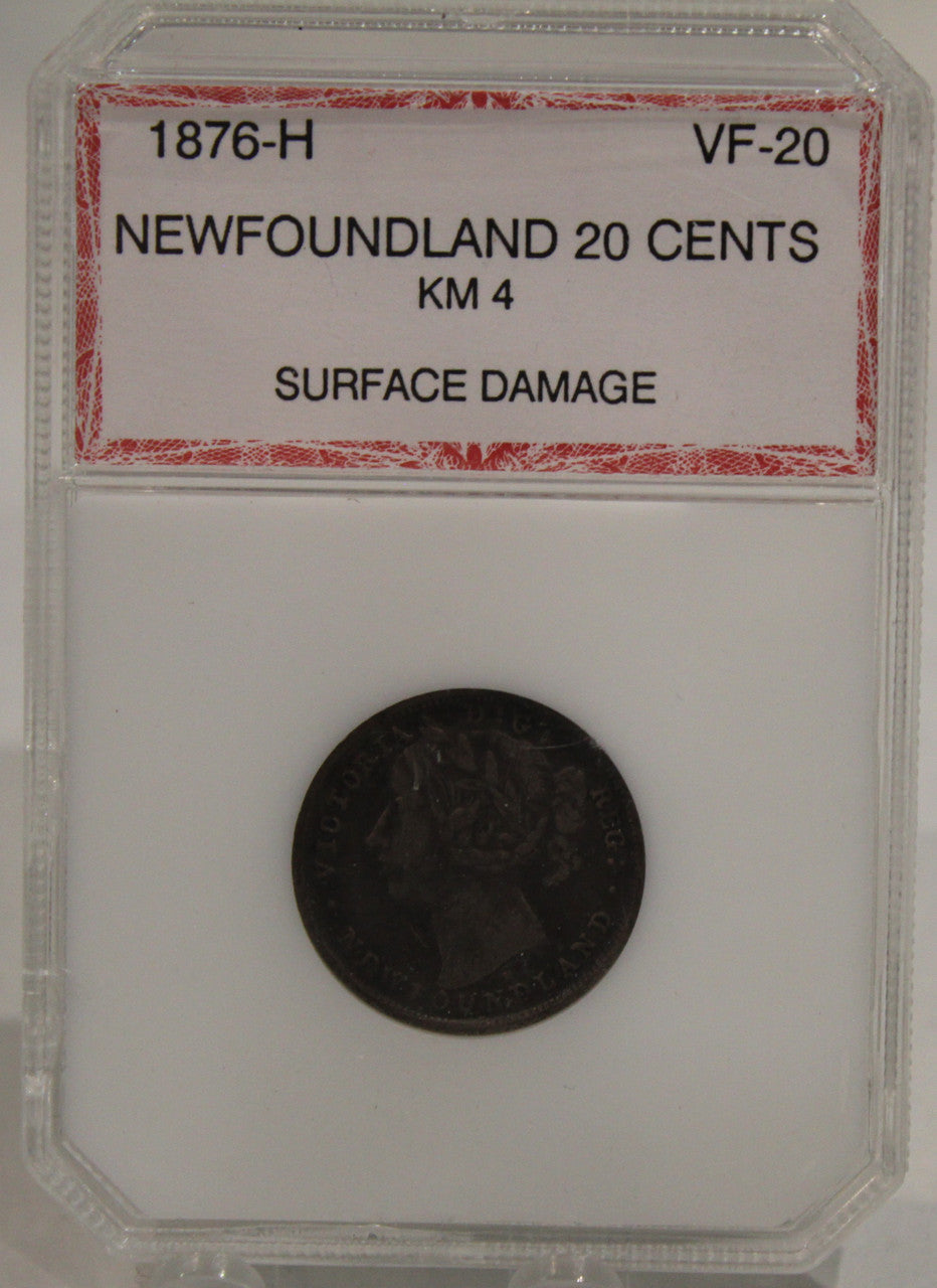 1876 H NEWFOUNDLAND 20-CENT COIN - VF-20