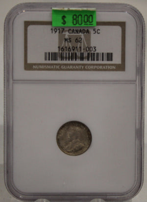 1917 CIRCULATION 5-CENT COIN - MS-62