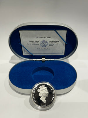 [AUCTION ONLY] 1992 1oz $20 THE CURTISS JN4 (CAN) AVIATION COIN STERLING SILVER