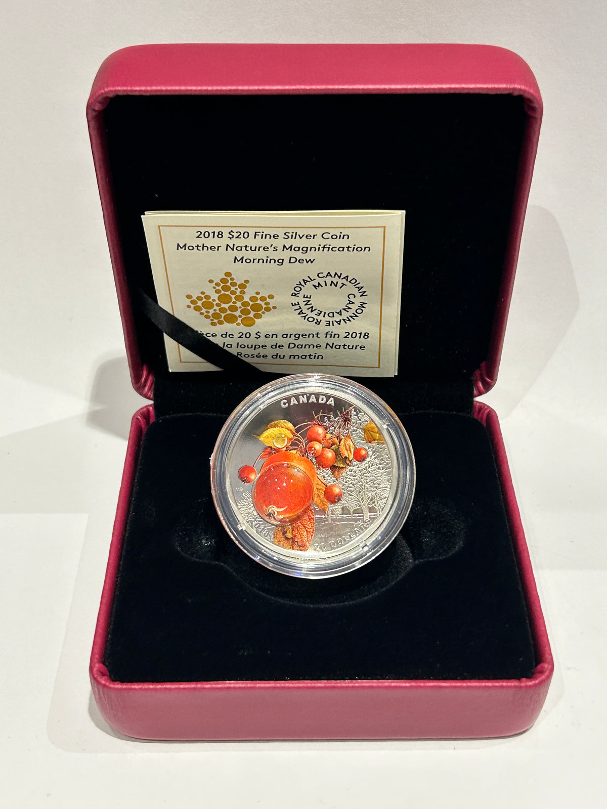 [AUCTION ONLY] 2018 1oz $20 MOTHER NATURE'S MAGNIFICATION: MORNING DEW FINE SILVER COIN