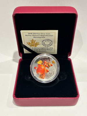 [AUCTION ONLY] 2018 1oz $20 MOTHER NATURE'S MAGNIFICATION: MORNING DEW FINE SILVER COIN