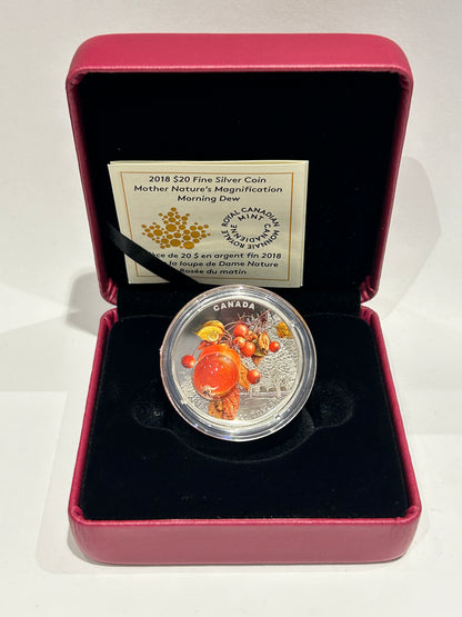 [AUCTION ONLY] 2018 1oz $20 MOTHER NATURE'S MAGNIFICATION: MORNING DEW FINE SILVER COIN