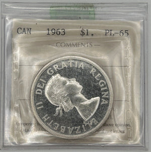 1963 CANADA CIRCULATION SILVER DOLLAR  - PL-65 - AS PICTURED