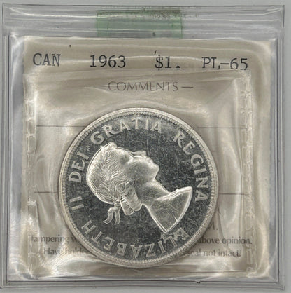 1963 CANADA CIRCULATION SILVER DOLLAR  - PL-65 - AS PICTURED