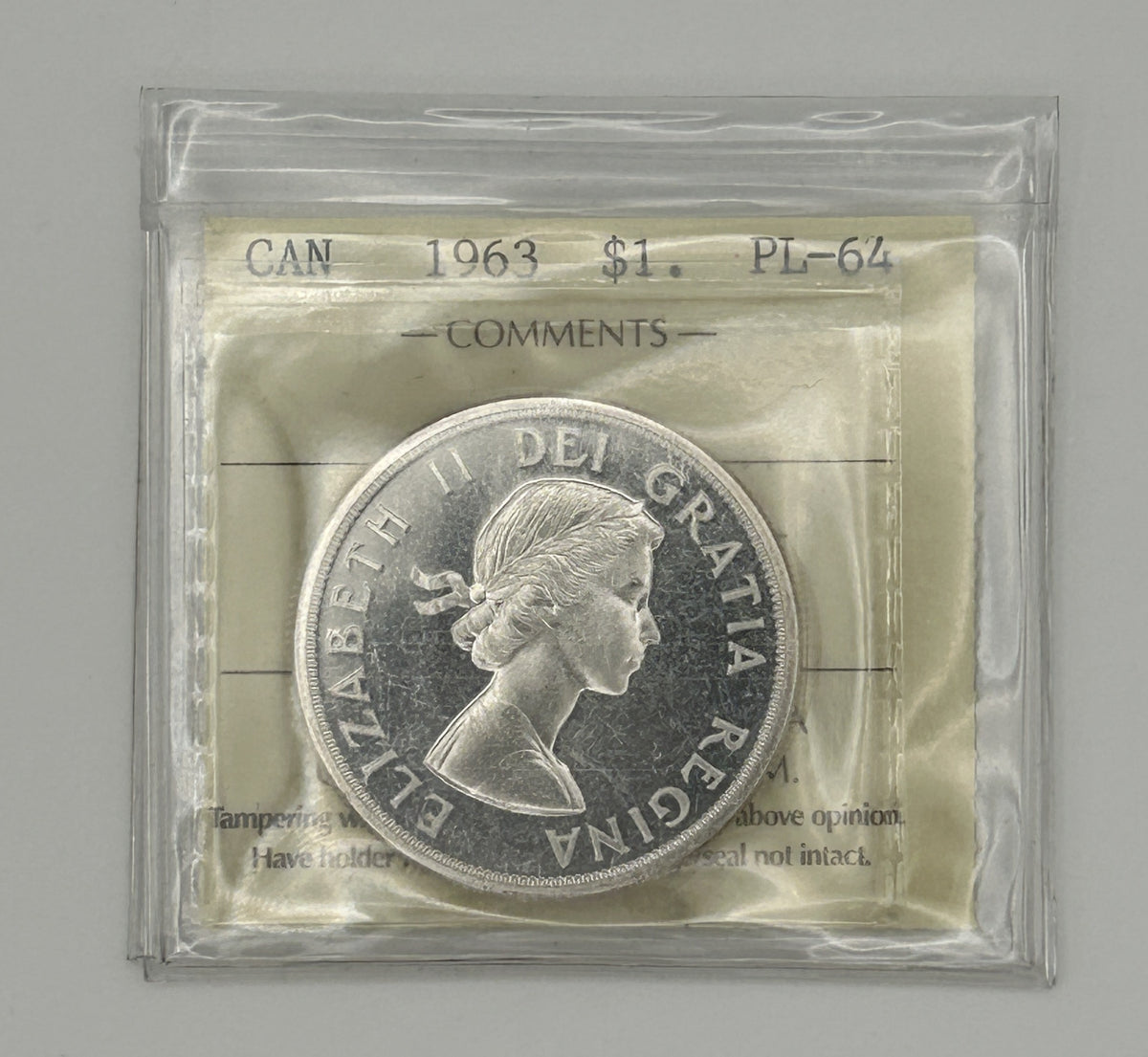 1963 CANADA CIRCULATION SILVER DOLLAR; PL-64 - AS PICTURED