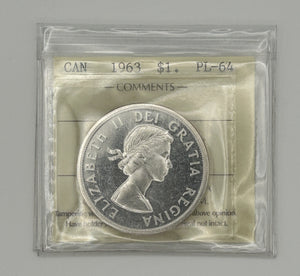 1963 CANADA CIRCULATION SILVER DOLLAR; PL-64 - AS PICTURED