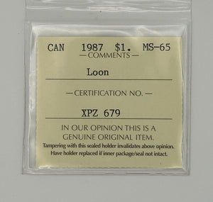 1987 CANADA CIRCULATION DOLLAR; LOON - MS-65 - AS PICTURED