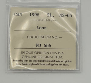 1996 CANADA CIRCULATION DOLLAR; LOON - MS-65 - AS PICTURED