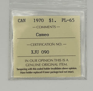 1970 CANADA CIRCULATION DOLLAR; CAMEO - PL-65 - AS PICTURED