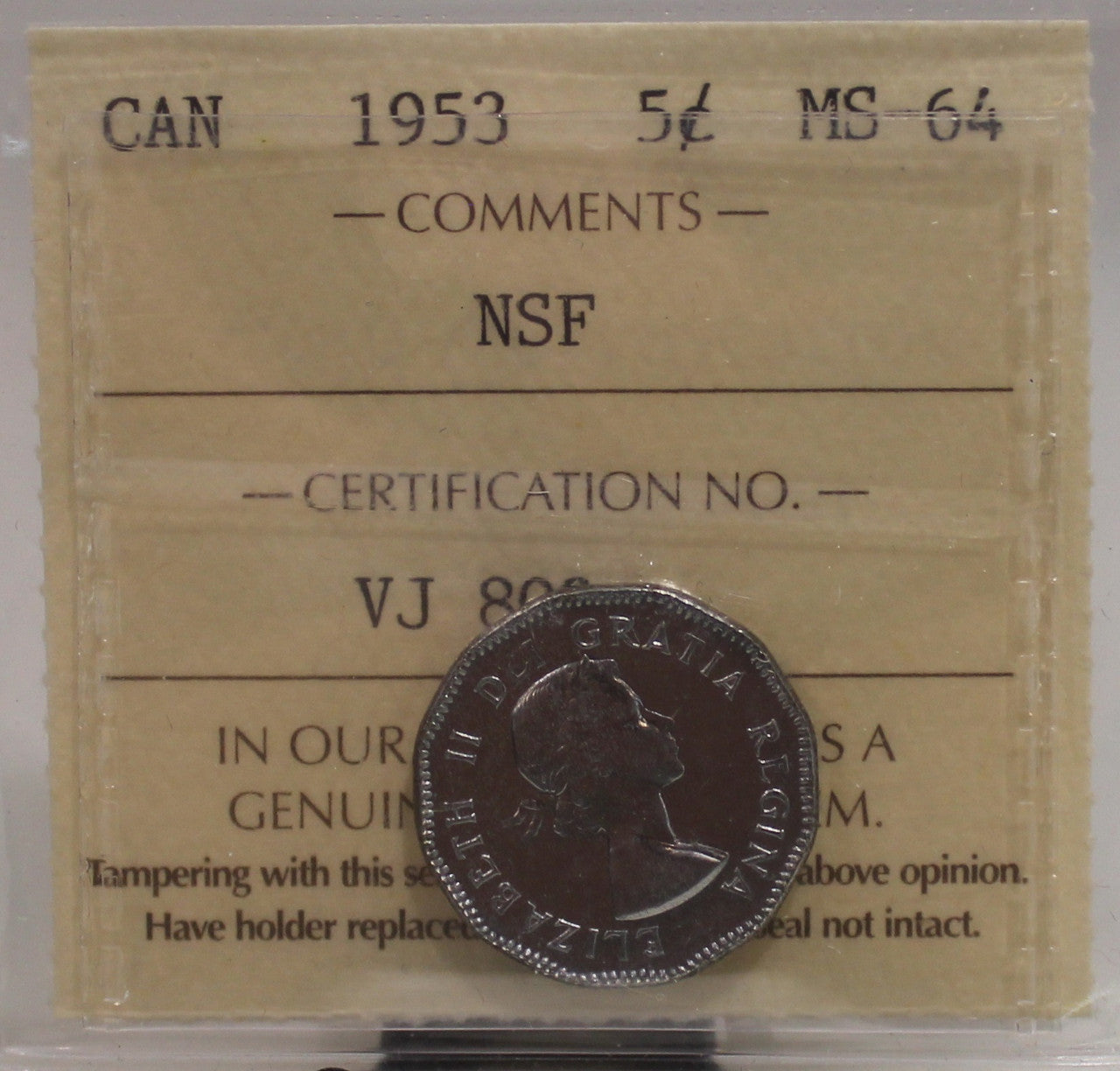 1953 CIRCULATION 5-CENT COIN - NSF - MS64