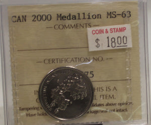 2000 CANADA CIRCULATION MEDALLION - MS 63