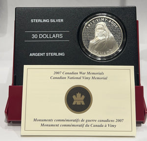 [AUCTION ONLY] 2007 1oz CANADIAN WAR MEMORIALS CANADIAN NATIONAL VIMY MEMORIAL STERLING SILVER