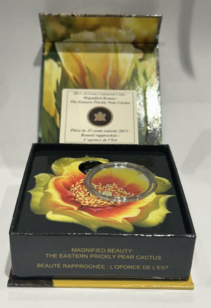 [AUCTION ONLY] 2013 25-CENT MAGNIFIED BEAUTY: THE EASTERN PRICKLY PEAR CACTUS COLOURED COIN
