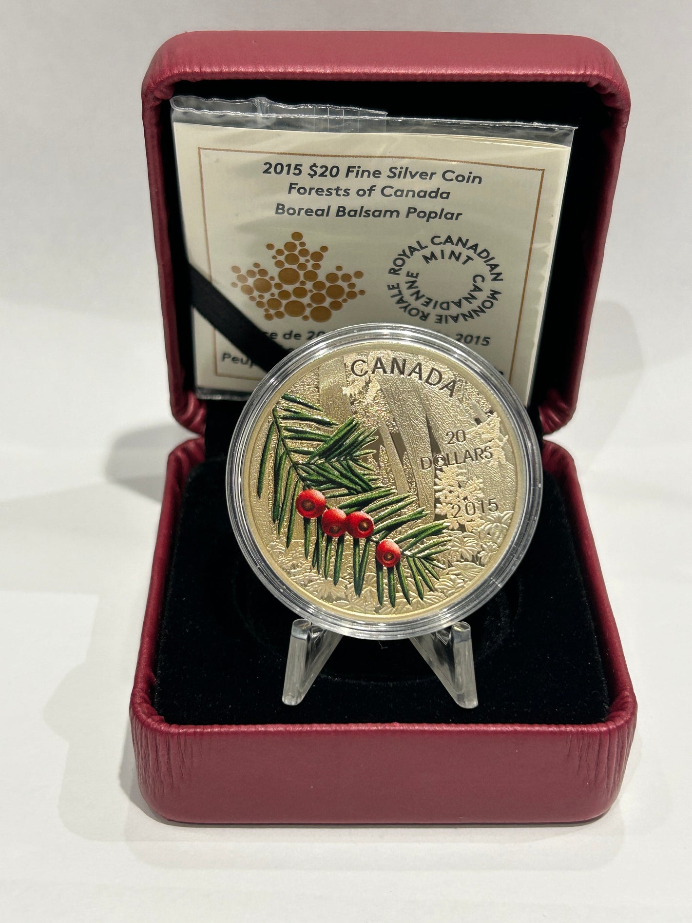 [AUCTION ONLY] 2015 $20 FORESTS OF CANADA - BOREAL BALSAM POPLAR FINE SILVER COIN