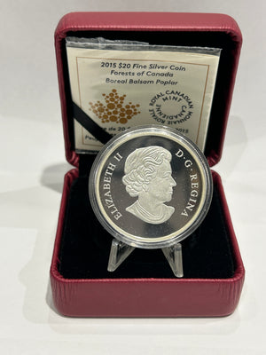 [AUCTION ONLY] 2015 $20 FORESTS OF CANADA - BOREAL BALSAM POPLAR FINE SILVER COIN
