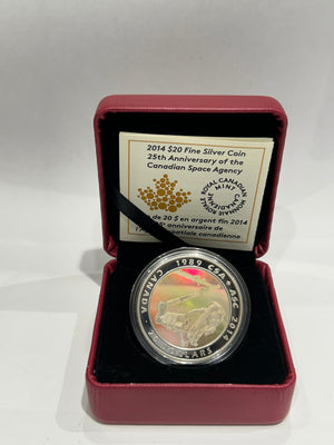 [AUCTION ONLY] 2014 $20 25TH ANNIVERSARY OF THE CANADIAN SPACE AGENCY -  FINE SILVER COIN