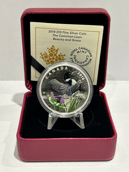 [AUCTION ONLY] 2018 $10 THE COMMON LOON BEAUTY AND GRACE FINE SILVER COIN