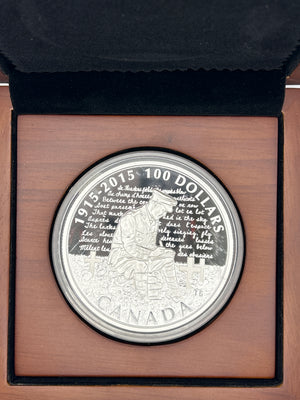 [AUCTION ONLY] 2015 $100 10OZ FINE SILVER COIN 100TH ANNIVERSARY OF IN FLANDERS FIELDS