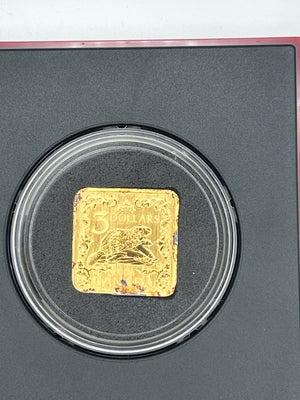 [AUCTION ONLY] 2006 $3 SQUARE STERLING SILVER COIN THE BEAVER 24KT GOLD PLATED