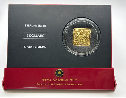 [AUCTION ONLY] 2006 $3 SQUARE STERLING SILVER COIN THE BEAVER 24KT GOLD PLATED