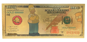 $100 THE SIMPSONS: HOMER NOVELTY GOLD FOIL NOTES