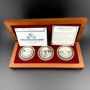 THREE-COIN HAWAIIAN SET FINE SILVER COIN
