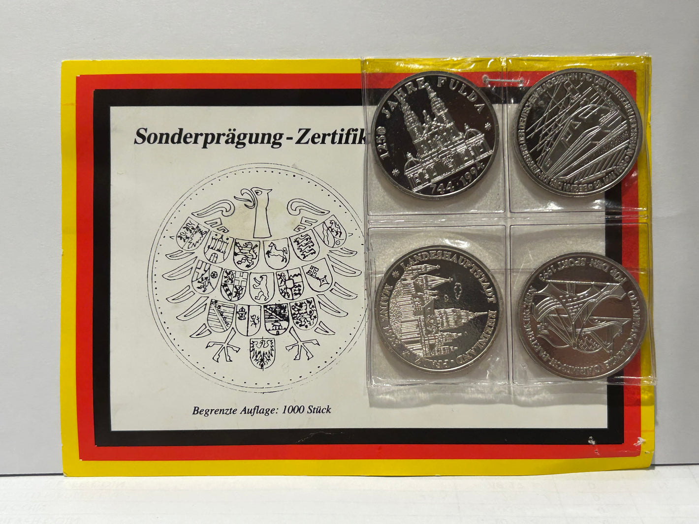1993-1994 GERMAN 4-COIN SET: SONDERPRAGUNG-ZERTIFIKAT